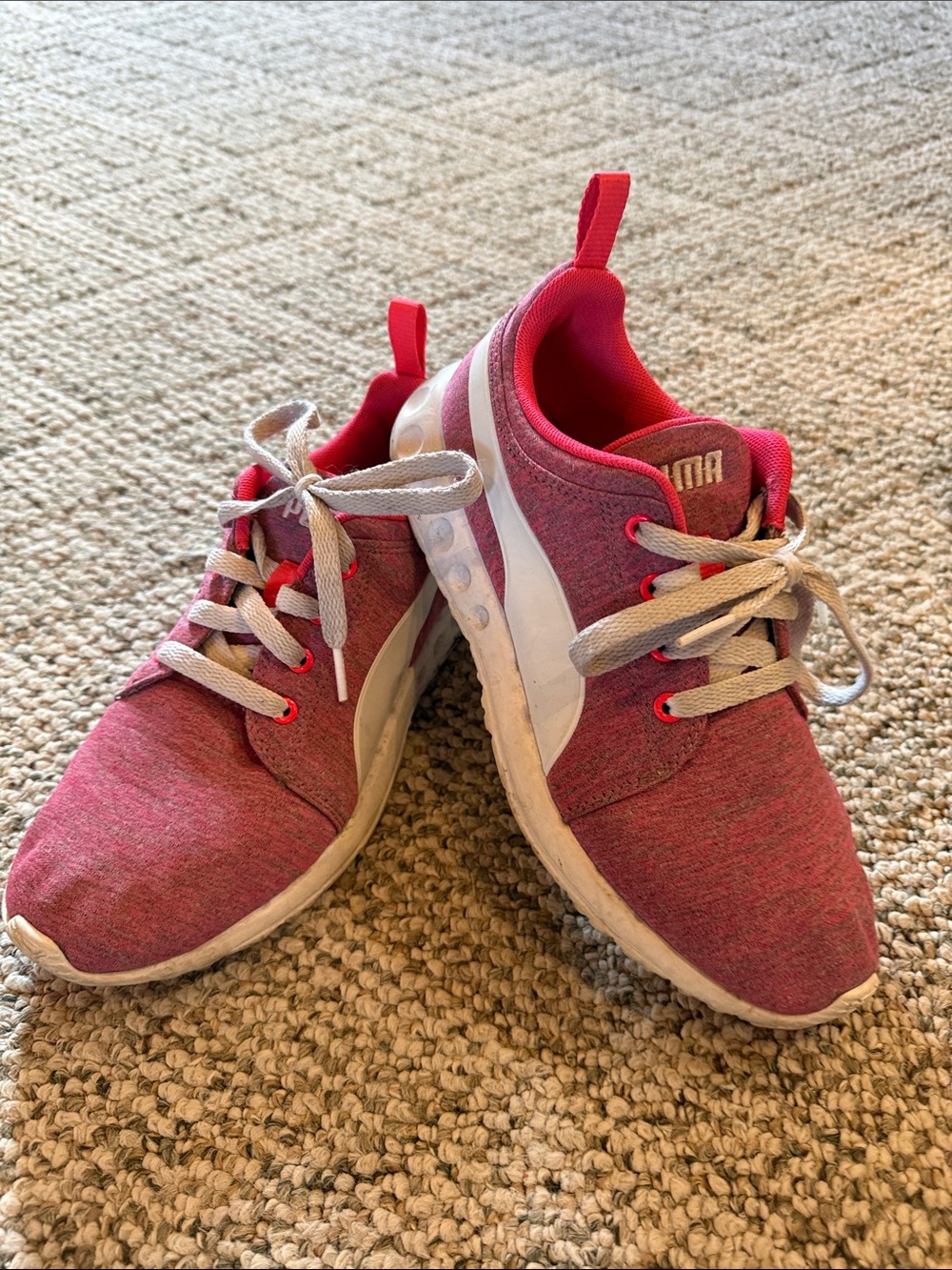 Puma Pink and White Women’s Lace-Up Sneakers